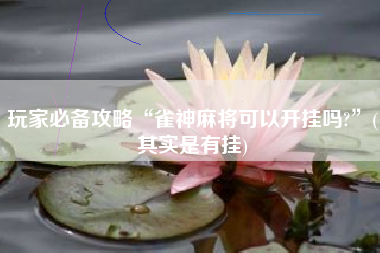 玩家必备攻略“雀神麻将可以开挂吗?”(其实是有挂)