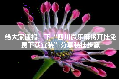 给大家通报一下“四川微乐麻将开挂免费下载安装”分享装挂步骤