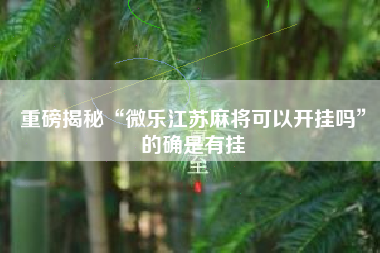 重磅揭秘“微乐江苏麻将可以开挂吗	”的确是有挂