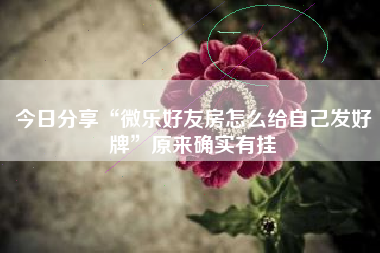 今日分享“微乐好友房怎么给自己发好牌”原来确实有挂