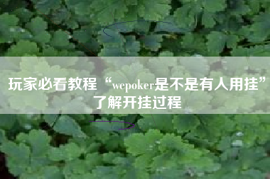 玩家必看教程“wepoker是不是有人用挂”了解开挂过程
