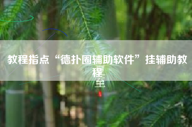 教程指点“德扑圈辅助软件”挂辅助教程