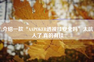介绍一款“AAPOKER透视挂安全吗”太坑人了,真的有挂