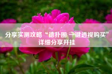 分享实测攻略“德扑圈 一键透视购买	”详细分享开挂