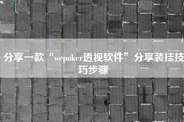 分享一款“wepoker透视软件”分享装挂技巧步骤