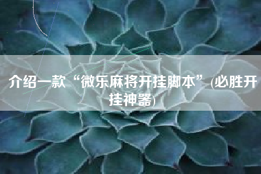 介绍一款“微乐麻将开挂脚本”(必胜开挂神器)