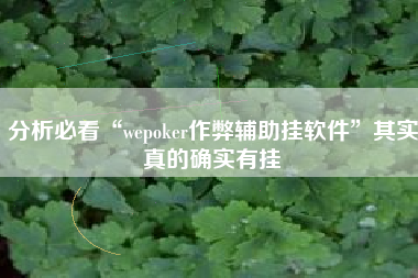 分析必看“wepoker作弊辅助挂软件”其实真的确实有挂