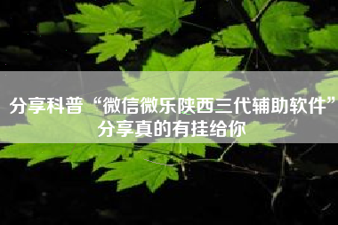 分享科普“微信微乐陕西三代辅助软件	”分享真的有挂给你