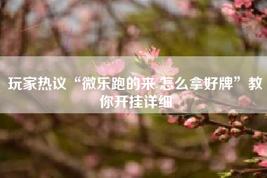 玩家热议“微乐跑的来 怎么拿好牌	”教你开挂详细