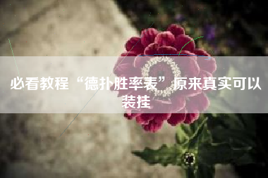 必看教程“德扑胜率表	”原来真实可以装挂