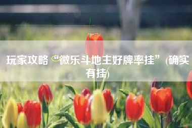 玩家攻略“微乐斗地主好牌率挂	”(确实有挂)