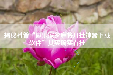 揭秘科普“微乐家乡麻将开挂神器下载软件	”其实确实有挂