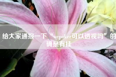 给大家通报一下“wepoker可以透视吗”的确是有挂