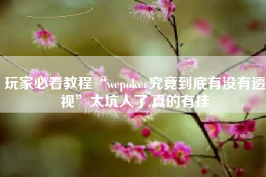 玩家必看教程“wepoker究竟到底有没有透视	”太坑人了,真的有挂