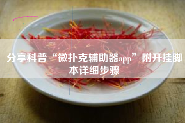 分享科普“微扑克辅助器app”附开挂脚本详细步骤