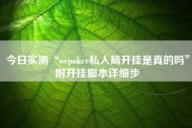 今日实测“wepoker私人局开挂是真的吗”附开挂脚本详细步