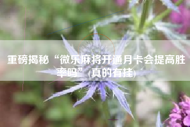 重磅揭秘“微乐麻将开通月卡会提高胜率吗”(真的有挂)