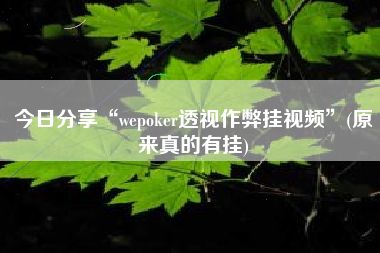 今日分享“wepoker透视作弊挂视频	”(原来真的有挂)
