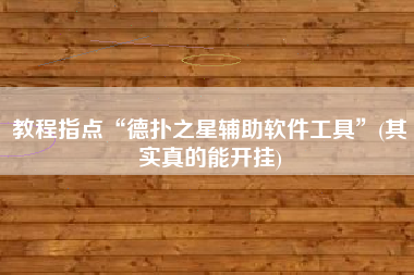 教程指点“德扑之星辅助软件工具”(其实真的能开挂)