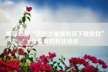 推荐必备“德扑之星辅助挂下载软件”分享真的有挂给你