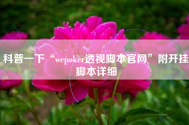 科普一下“wepoker透视脚本官网	”附开挂脚本详细